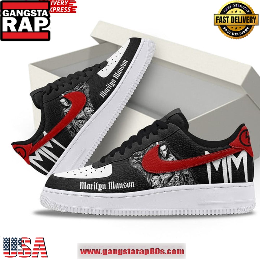 Marilyn Manson Rocker Limited Edition Air Force 1 Running Sneakers Shoes Marilyn Manson Rocker Limited Edition Air Force 1 Running Sneakers Shoes