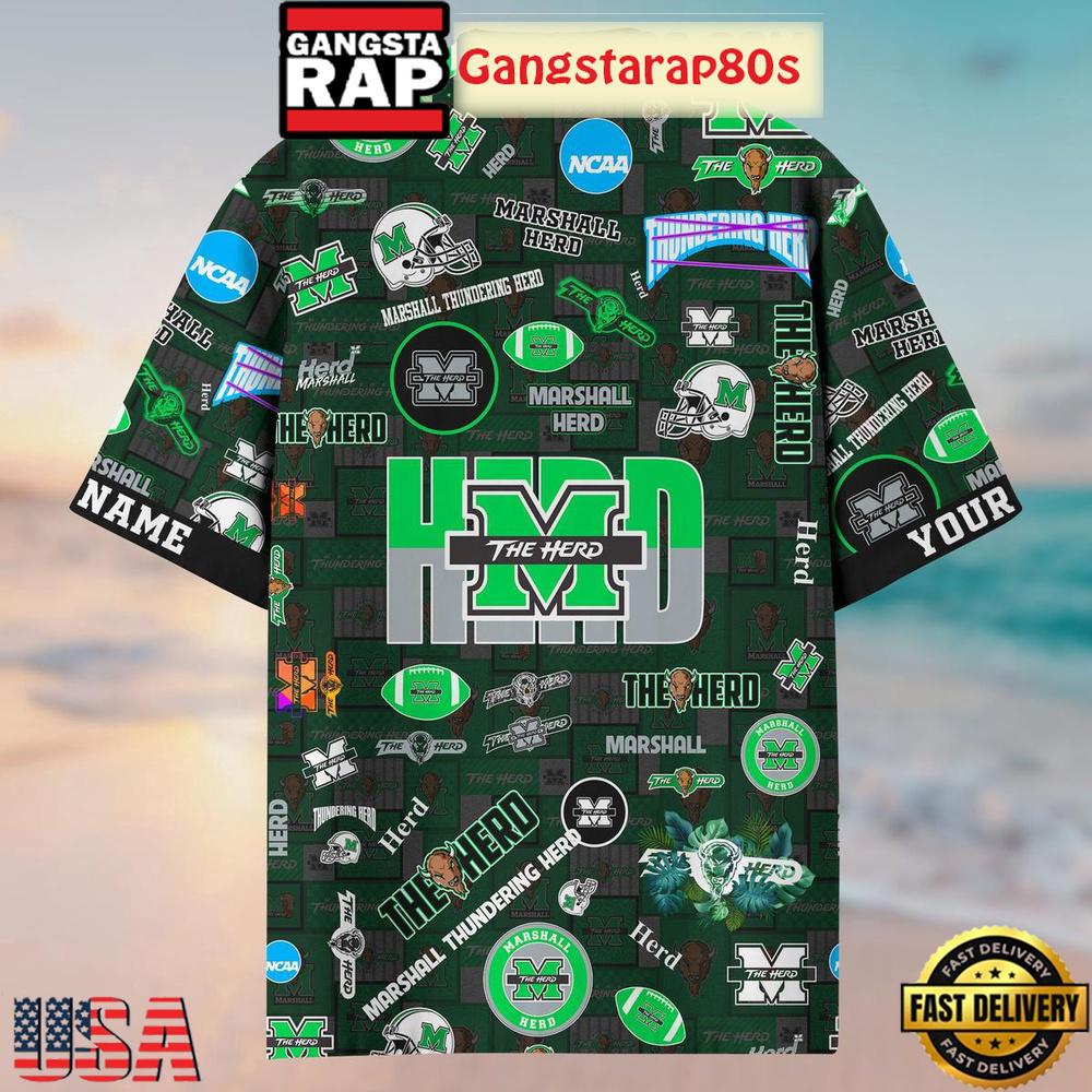 Marshall Thundering Herd Solgan The Herd True Fan Spirit Custom Name Aloha Hawaiian Shirt Marshall Thundering Herd Solgan The Herd True Fan Spirit Custom Name Aloha Hawaiian Shirt