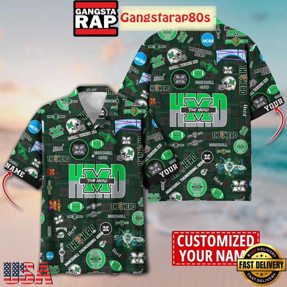 Marshall Thundering Herd Solgan The Herd True Fan Spirit Custom Name Aloha Hawaiian Shirt Marshall Thundering Herd Solgan The Herd True Fan Spirit Custom Name Aloha Hawaiian Shirt