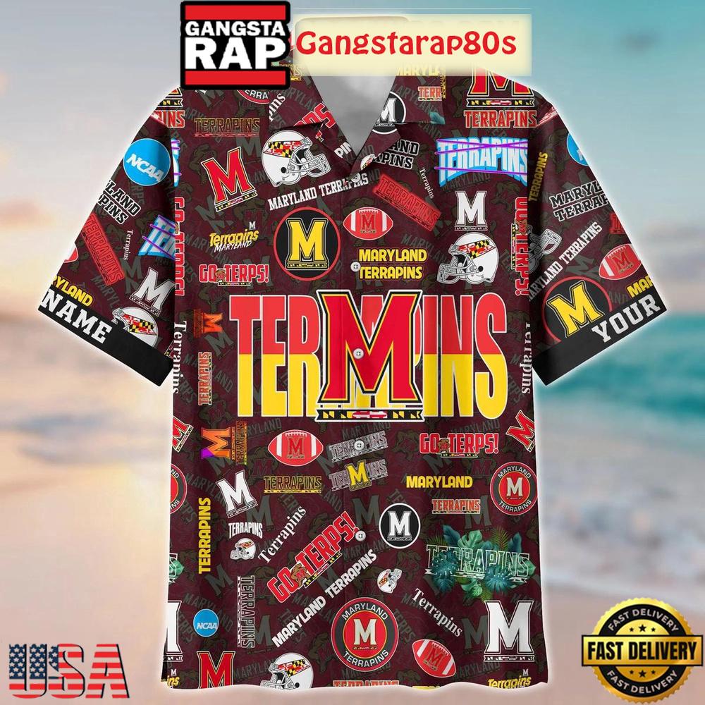 Maryland Terrapins Solgan Go Terps True Fan Spirit Custom Name Aloha Hawaiian Shirt Maryland Terrapins Solgan Go Terps True Fan Spirit Custom Name Aloha Hawaiian Shirt