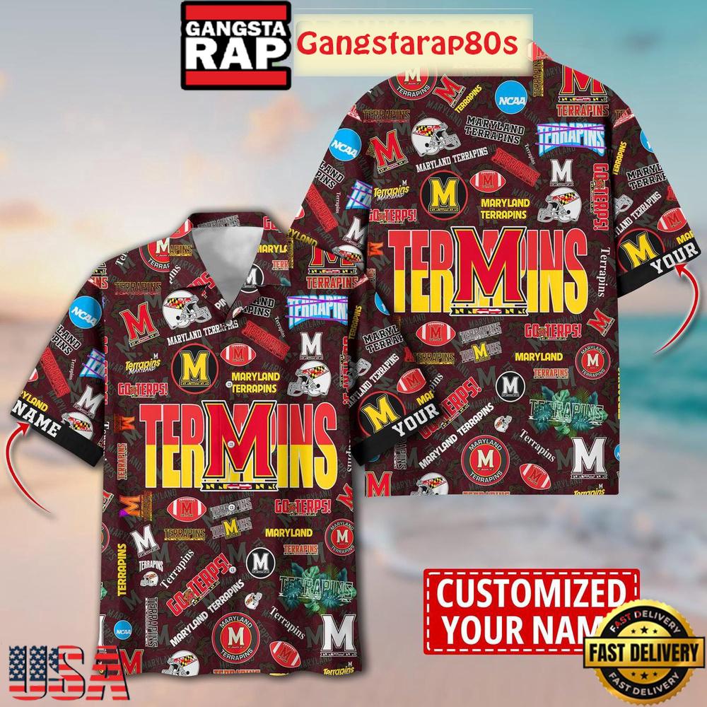 Maryland Terrapins Solgan Go Terps True Fan Spirit Custom Name Aloha Hawaiian Shirt Maryland Terrapins Solgan Go Terps True Fan Spirit Custom Name Aloha Hawaiian Shirt