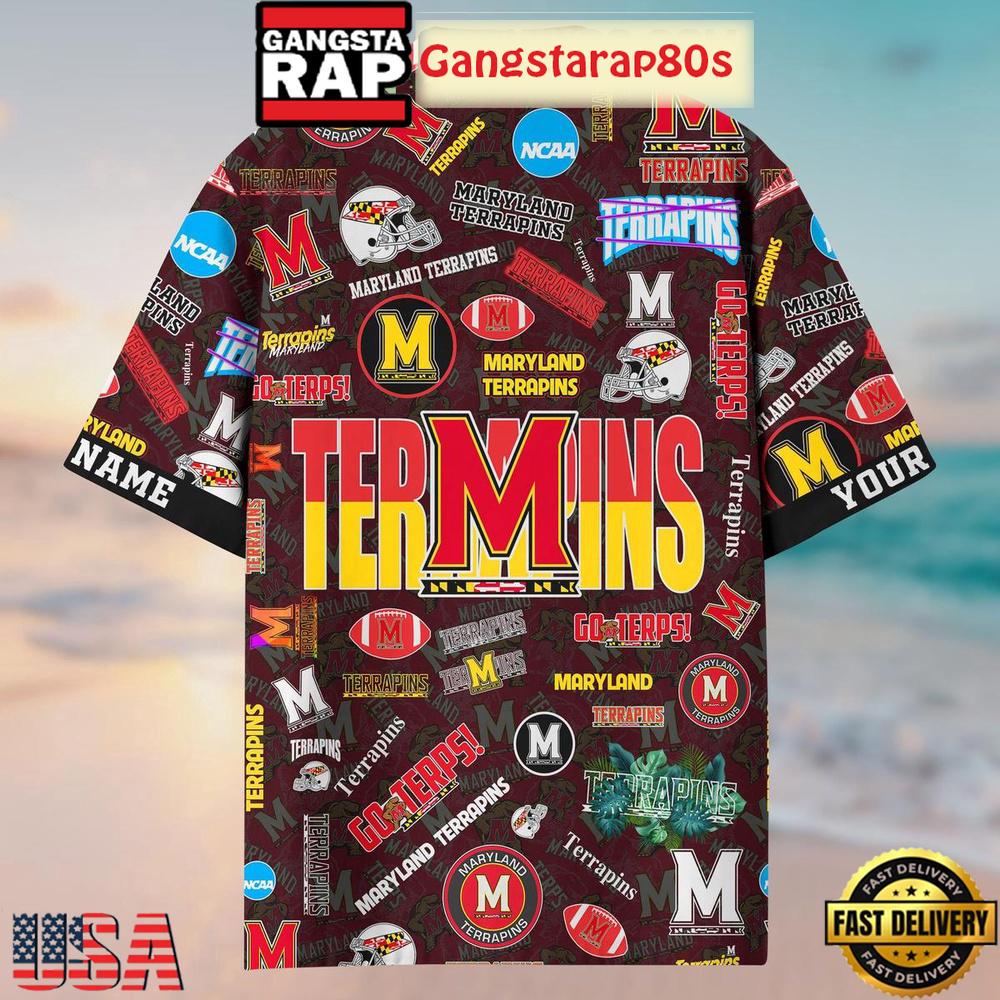 Maryland Terrapins Solgan Go Terps True Fan Spirit Custom Name Aloha Hawaiian Shirt Maryland Terrapins Solgan Go Terps True Fan Spirit Custom Name Aloha Hawaiian Shirt
