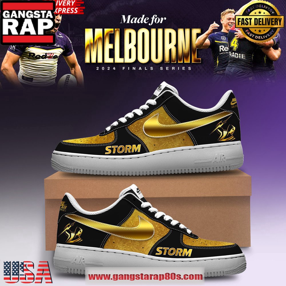 Melbourne Storm Gold Limited Edition Air Force 1 Running Sneakers Shoes Melbourne Storm Gold Limited Edition Air Force 1 Running Sneakers Shoes