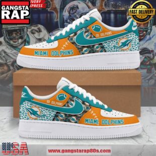 Miami Dolphins Go Dolphins Nike Air Force 1 Running Sneakers Shoes