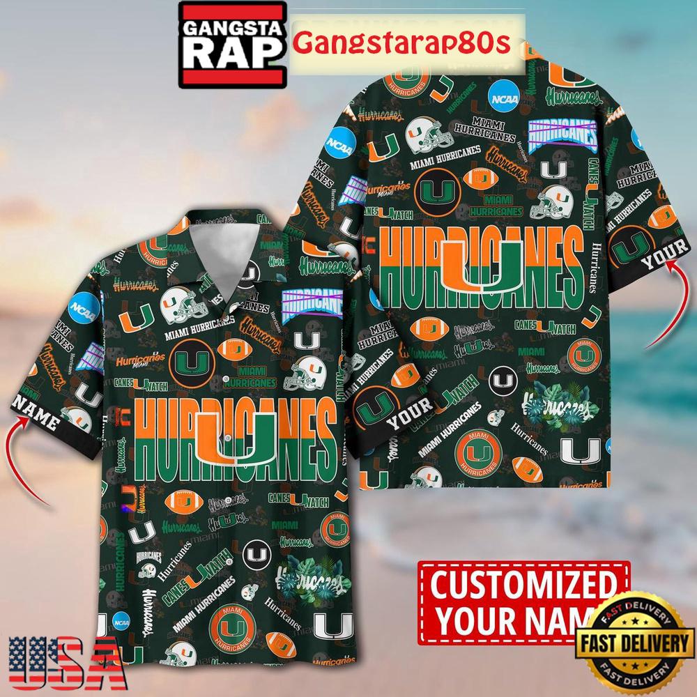 Miami Hurricanes Solgan Canes Watch True Fan Spirit Custom Name Aloha Hawaiian Shirt Miami Hurricanes Solgan Canes Watch True Fan Spirit Custom Name Aloha Hawaiian Shirt