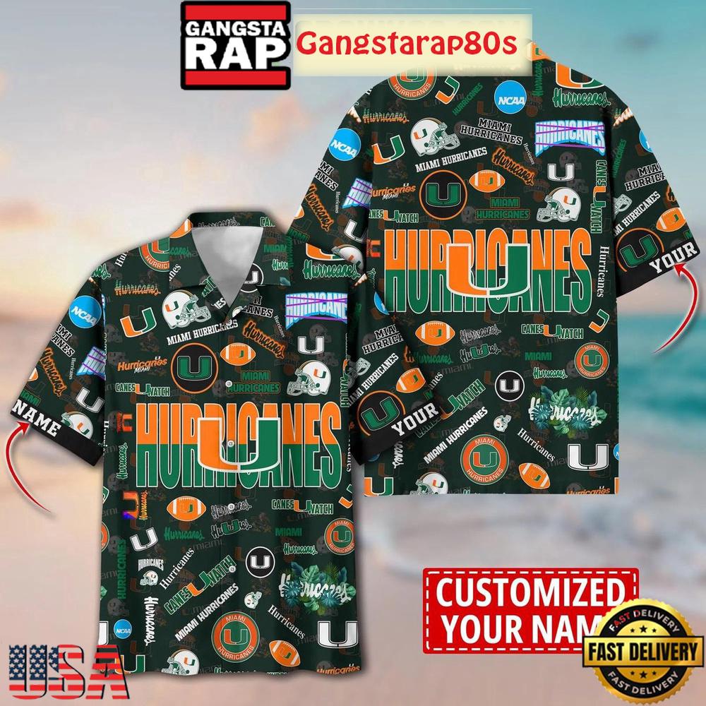 Miami Hurricanes Solgan Canes Watch True Fan Spirit Custom Name Aloha Hawaiian Shirt Miami Hurricanes Solgan Canes Watch True Fan Spirit Custom Name Aloha Hawaiian Shirt