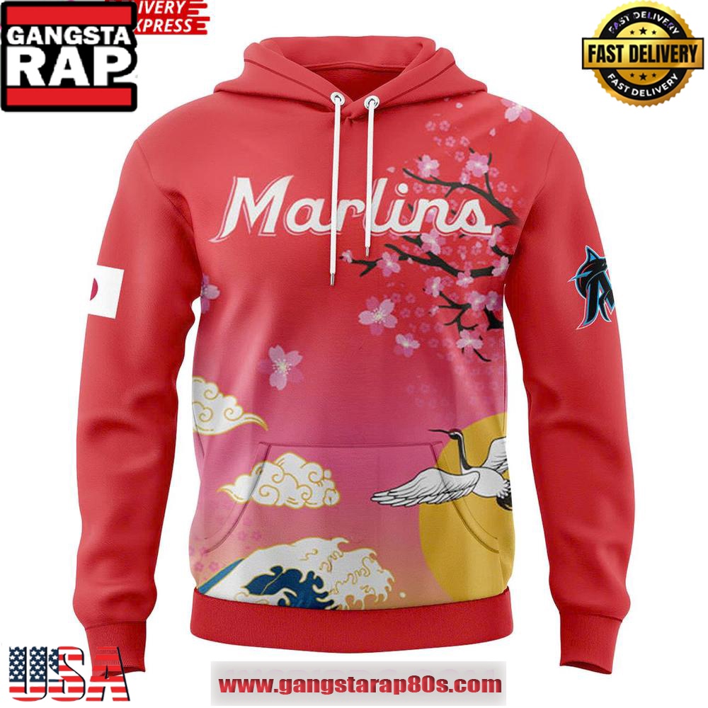 Miami Marlins 2025 Japanese Heritage Unisex Hoodie Miami Marlins 2025 Japanese Heritage Unisex Hoodie