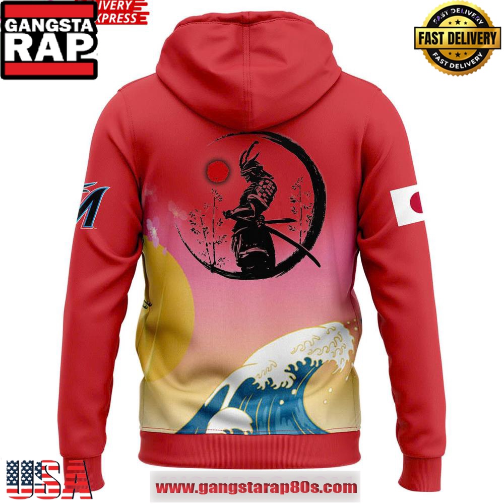 Miami Marlins 2025 Japanese Heritage Unisex Hoodie Miami Marlins 2025 Japanese Heritage Unisex Hoodie