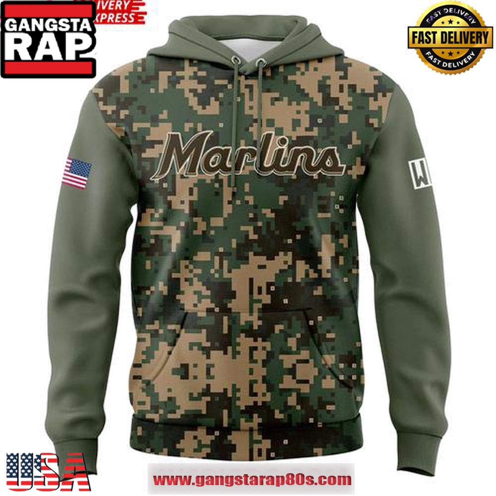Miami Marlins Military Appreciation 2025 Unisex Hoodie