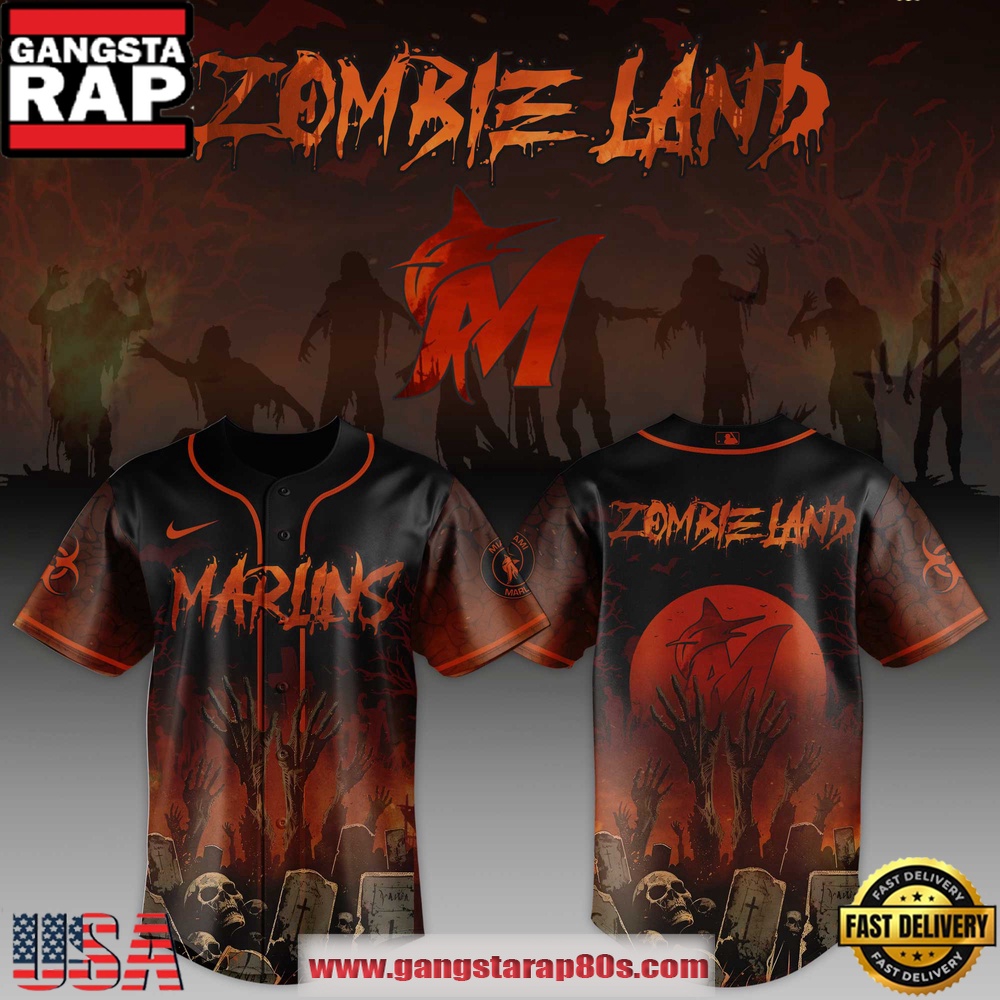Miami Marlins MLB x Zombie Land Unique Design Baseball Jersey
