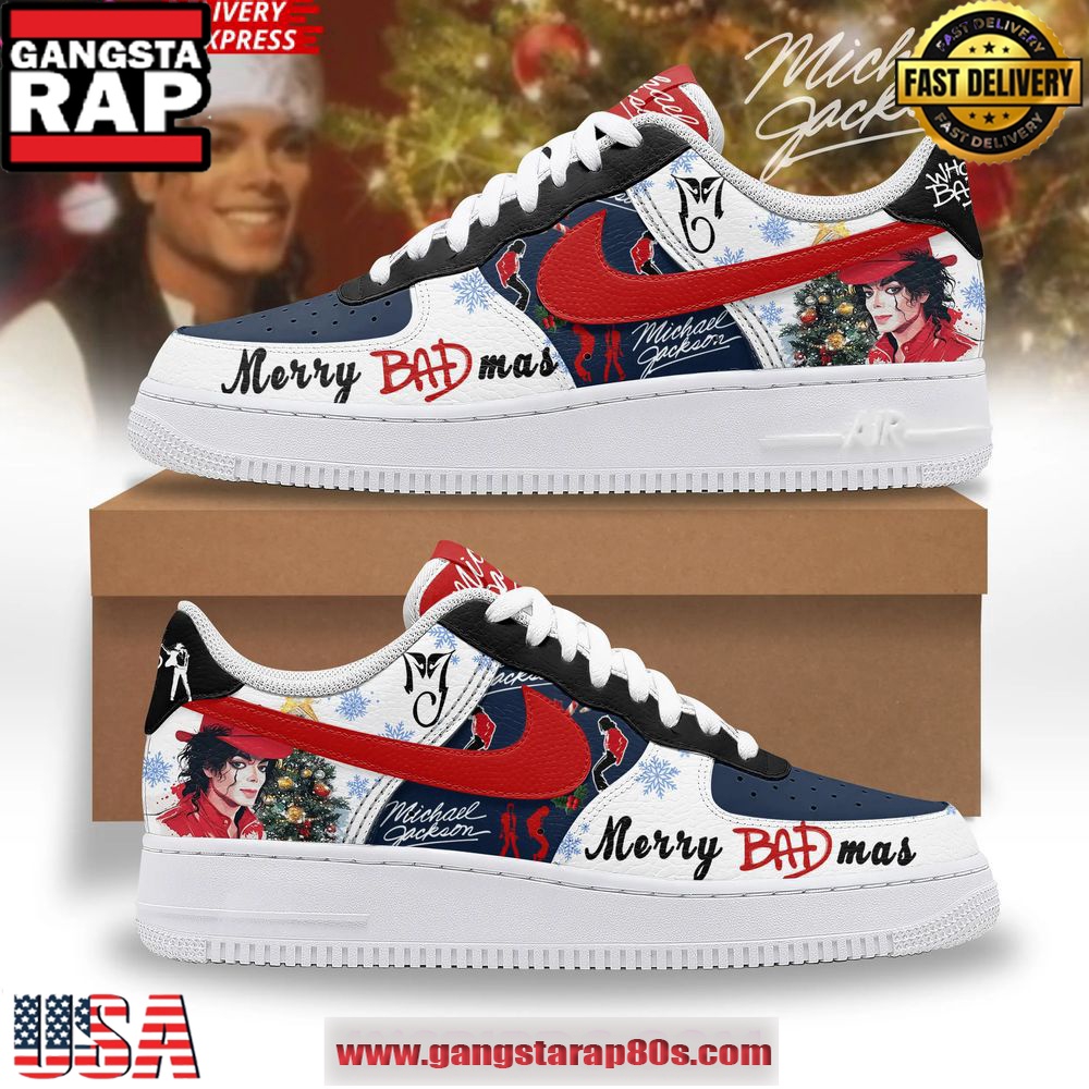 Michael Jackson Merry BADmas Limited Edition Air Force 1 Running Sneakers Shoes