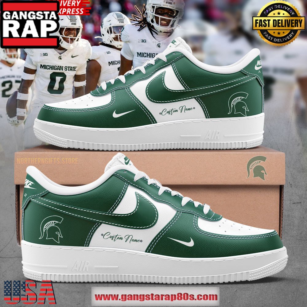 Michigan State Spartans Custom Air Force 1 Running Sneakers Michigan State Spartans Custom Air Force 1 Running Sneakers