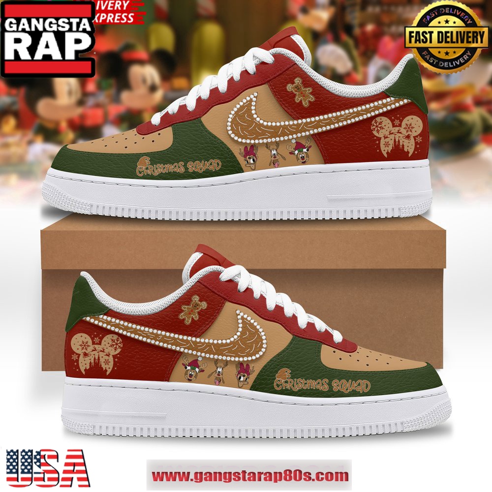 Mickey Mouse Christmas Squad Air Force 1 Running Sneakers Shoes