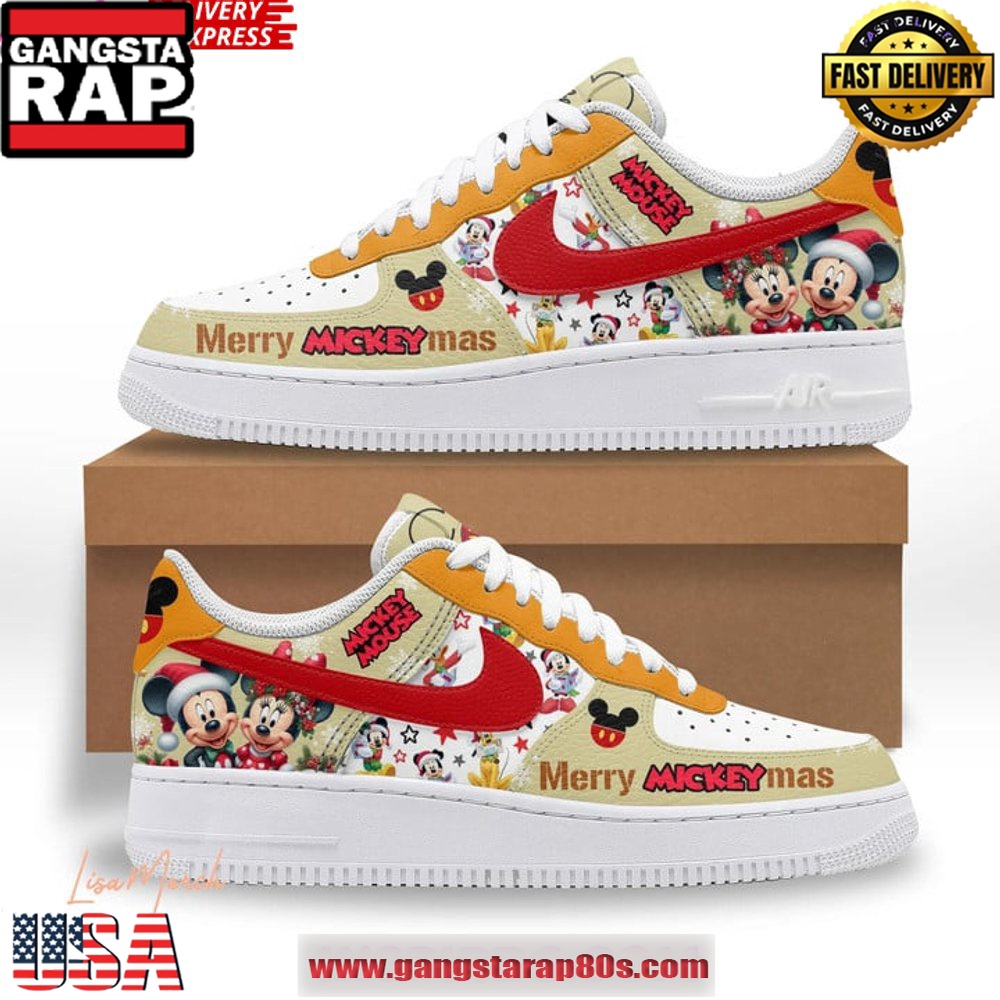 Mickey Mouse Merry Christmas Limited Edition Air Force 1 Running Sneakers Shoes