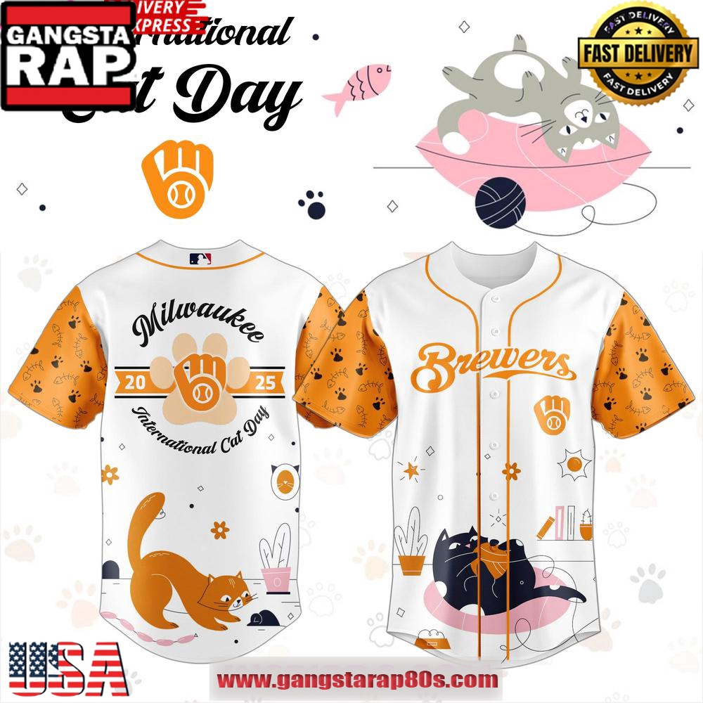Milwaukee Brewers International Cat Day 2025 Baseball Jersey Shirt Milwaukee Brewers International Cat Day 2025 Baseball Jersey Shirt