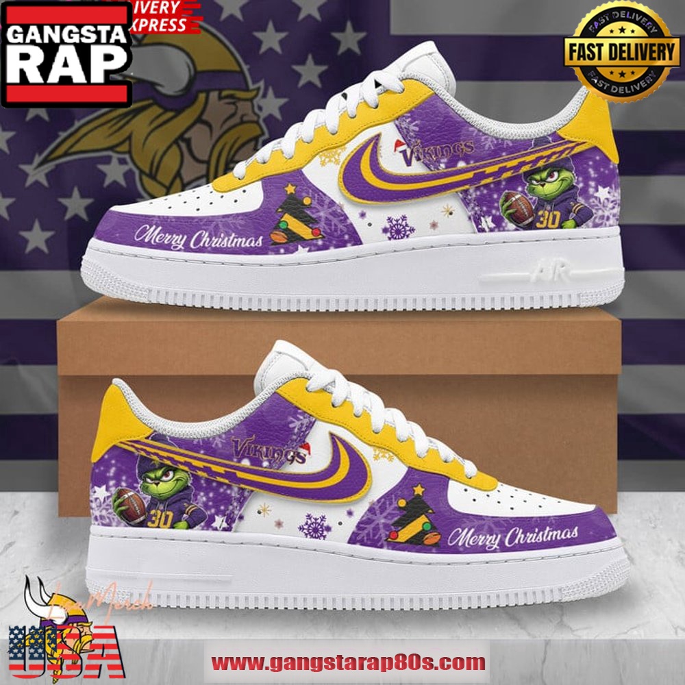 Minnesota Vikings Merry Christmas Limited Edition Air Force 1 Running Sneakers