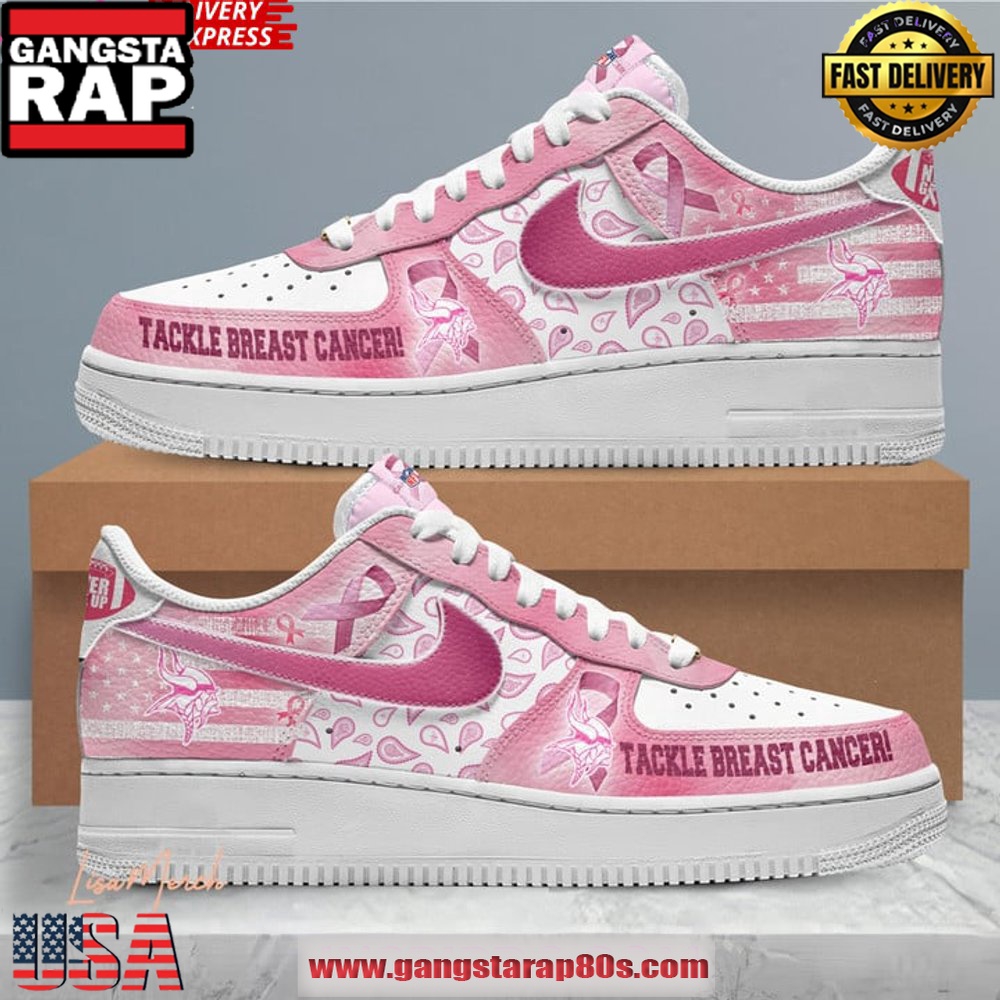 Minnesota Vikings Tackle Breast Cancer Air Force 1 Running Sneakers Shoes Minnesota Vikings Tackle Breast Cancer Air Force 1 Running Sneakers Shoes