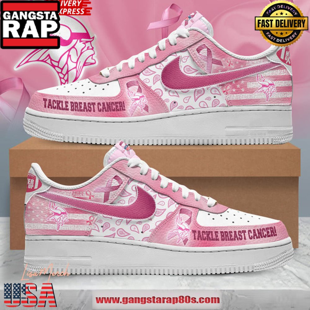 Minnesota Vikings Tackle Breast Cancer Air Force 1 Running Sneakers Shoes Minnesota Vikings Tackle Breast Cancer Air Force 1 Running Sneakers Shoes