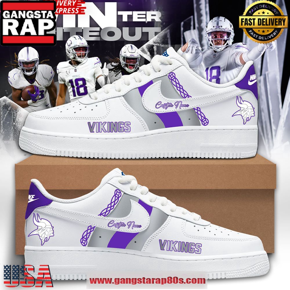 Minnesota Vikings Winter Whiteout Air Force 1 Shoes Running Sneakers Minnesota Vikings Winter Whiteout Air Force 1 Shoes Running Sneakers
