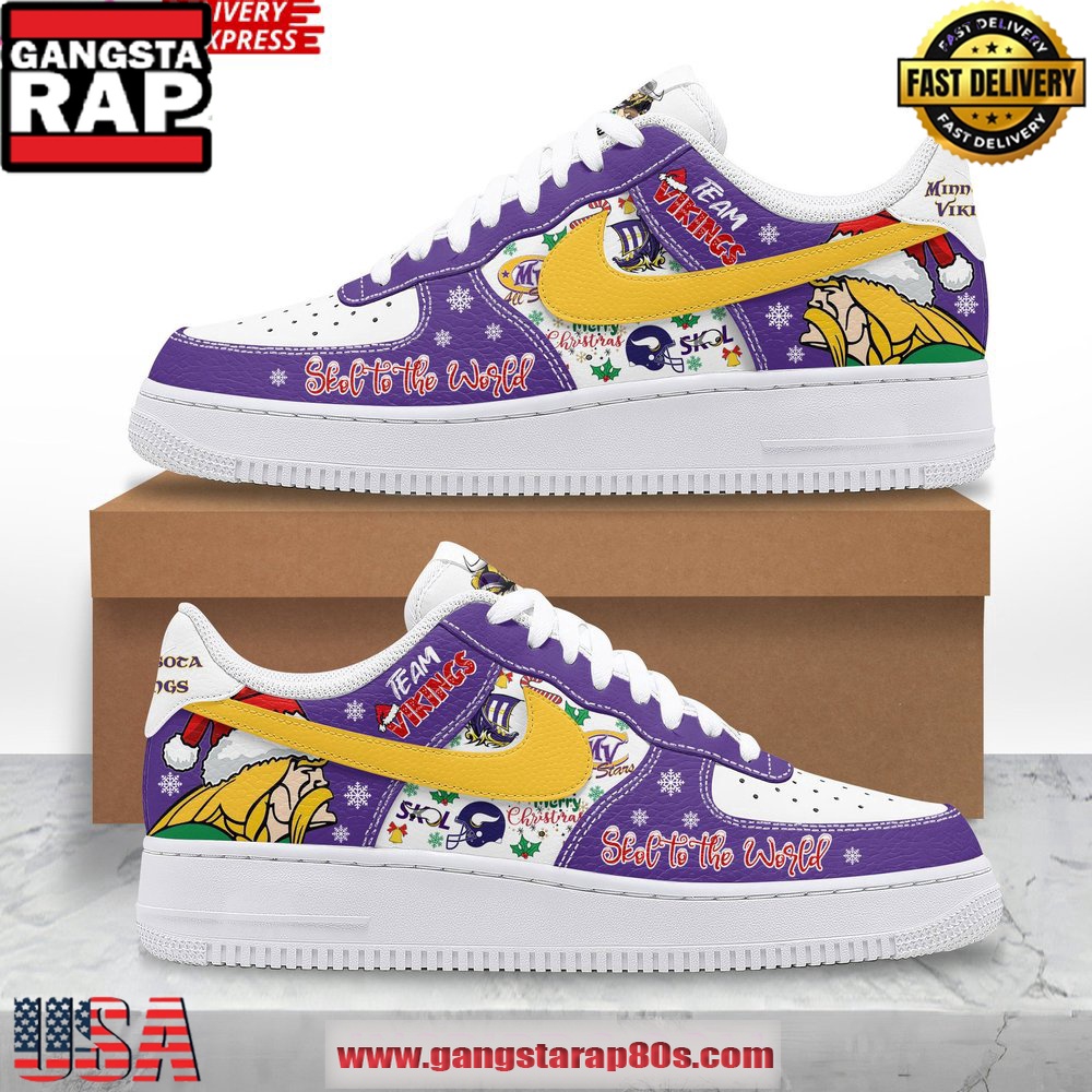 Minnesota Vikings Xmas Holiday Limited Edition Air Force 1 Running Sneakers Shoes Minnesota Vikings Xmas Holiday Limited Edition Air Force 1 Running Sneakers Shoes
