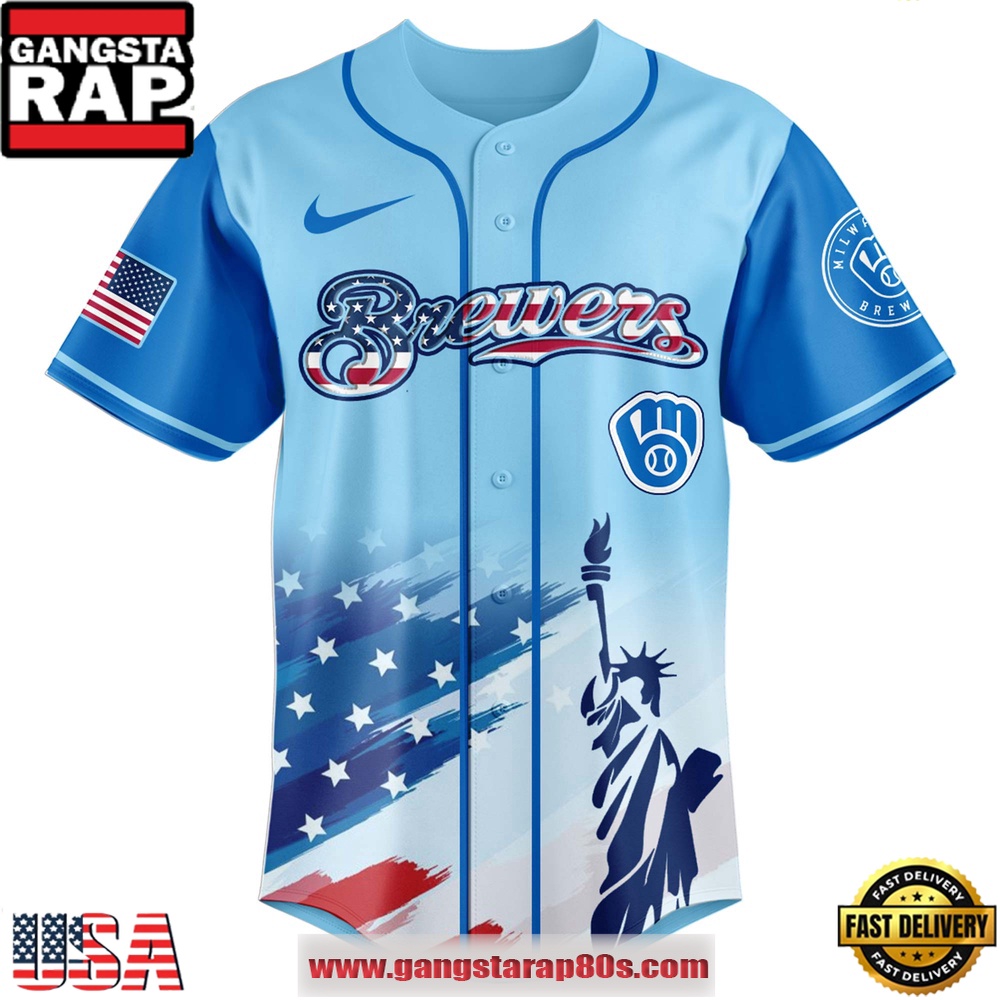 MLB Milwaukee Brewers X Independence Day Special Edition Baseball Jerseys MLB Milwaukee Brewers X Independence Day Special Edition Baseball Jerseys