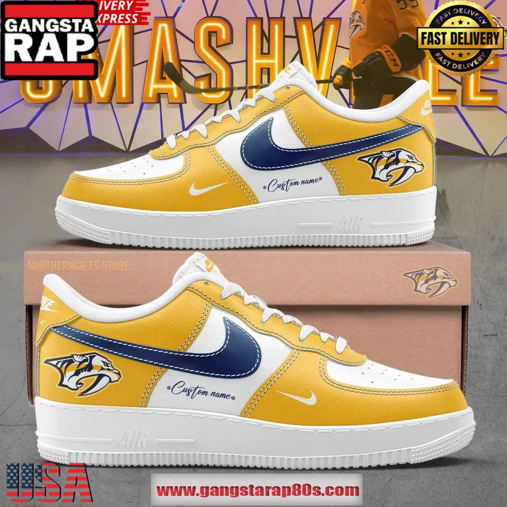 Nashville Predators Custom Air Force 1 Running Sneakers Shoes