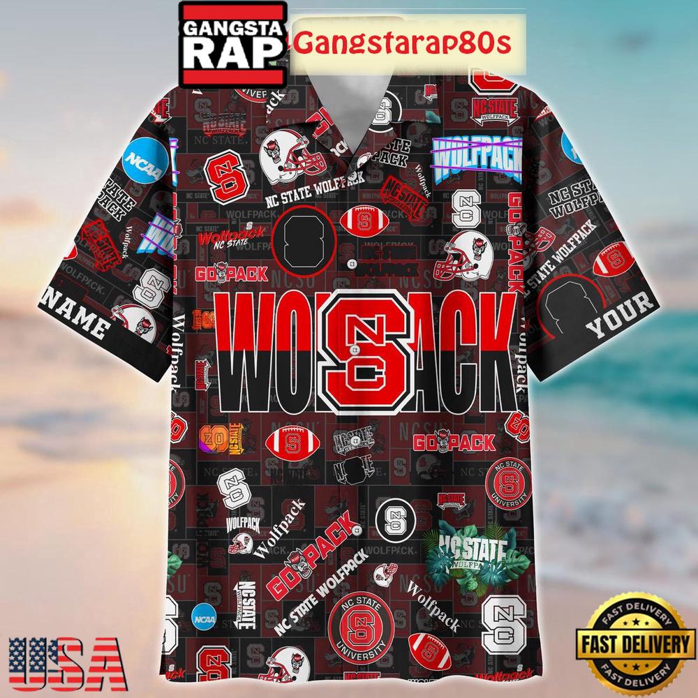 NC State Wolfpack Solgan Go Pack True Fan Spirit Custom Name Aloha Hawaiian Shirt NC State Wolfpack Solgan Go Pack True Fan Spirit Custom Name Aloha Hawaiian Shirt