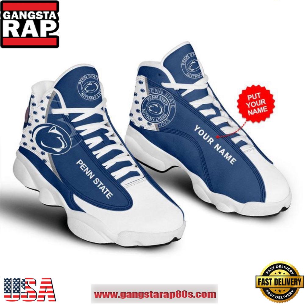 NCAA Penn State Nittany Lions Custom Name Blue White Air Jordan 13 Shoes Running Sneakers NCAA Penn State Nittany Lions Custom Name Blue White Air Jordan 13 Shoes Running Sneakers