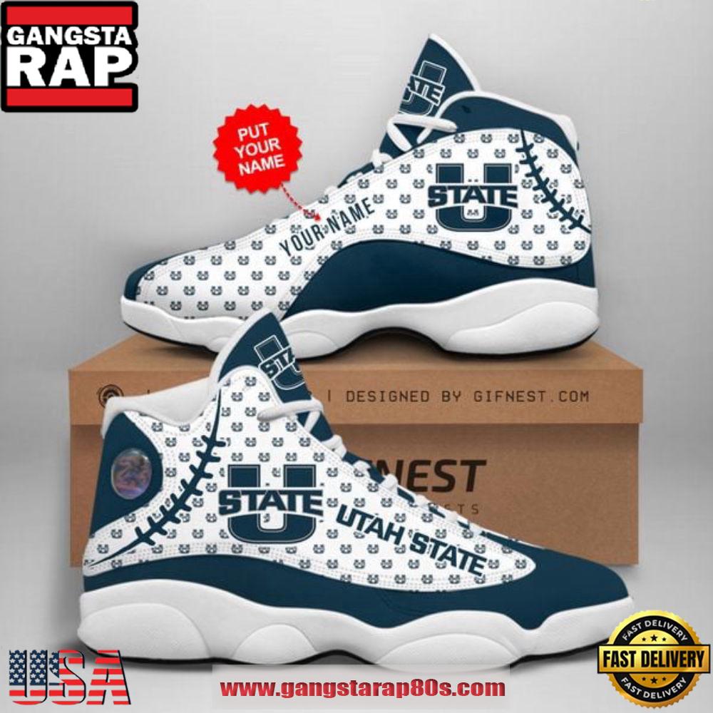 NCAA Utah State Aggies Custom Name Air Jordan 13 Shoes