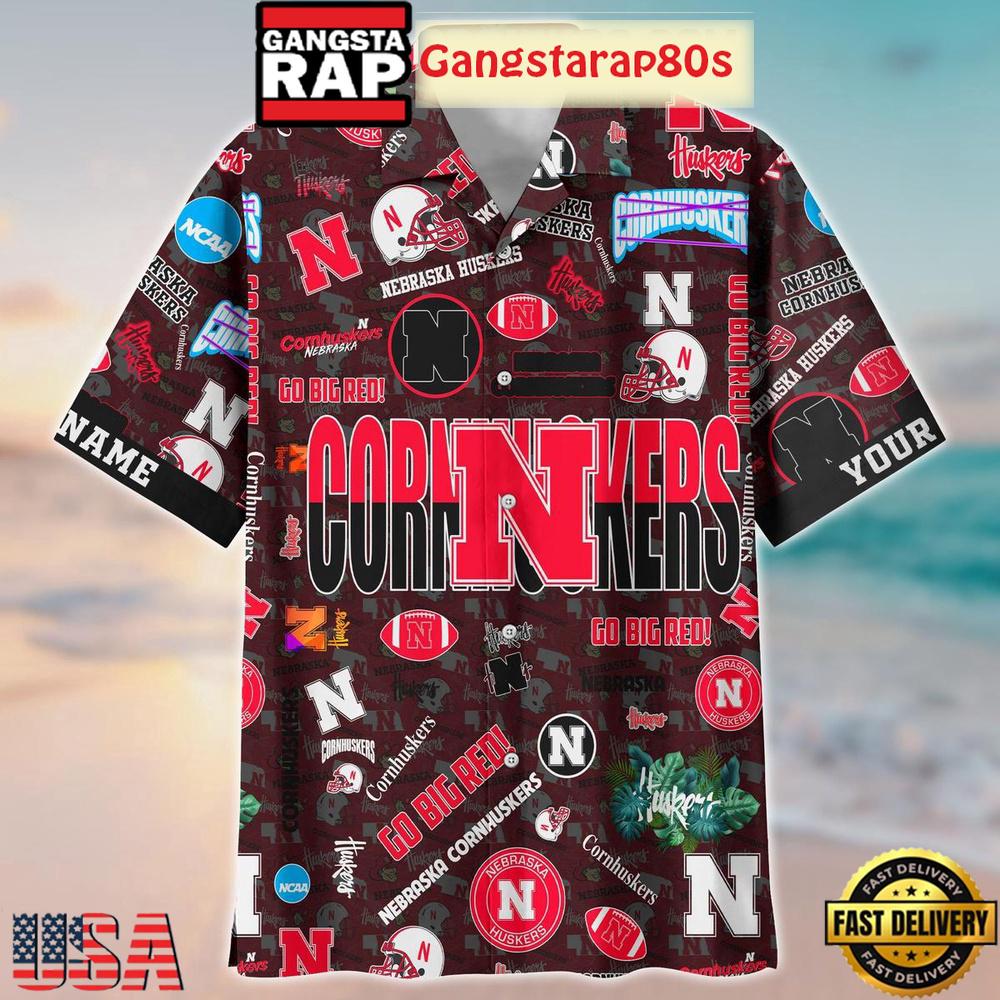 Nebraska Cornhuskers Solgan Go Big Red True Fan Spirit Custom Name Aloha Hawaiian Shirt Nebraska Cornhuskers Solgan Go Big Red True Fan Spirit Custom Name Aloha Hawaiian Shirt