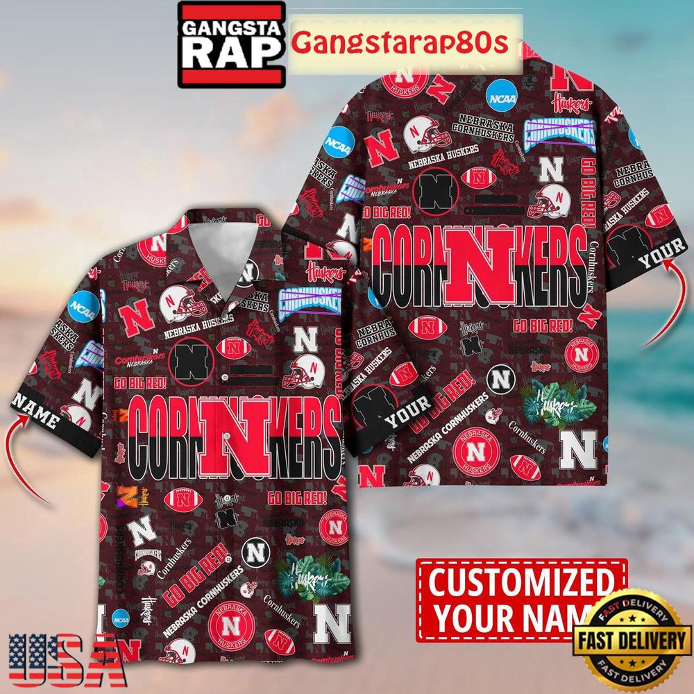 Nebraska Cornhuskers Solgan Go Big Red True Fan Spirit Custom Name Aloha Hawaiian Shirt Nebraska Cornhuskers Solgan Go Big Red True Fan Spirit Custom Name Aloha Hawaiian Shirt