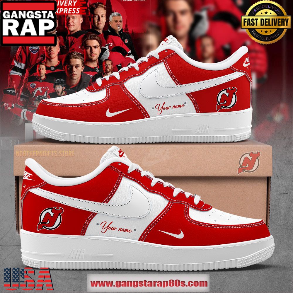 New Jersey Devils Icy Hockey Custom Air Force 1 Sneakers Shoes New Jersey Devils Icy Hockey Custom Air Force 1 Sneakers Shoes