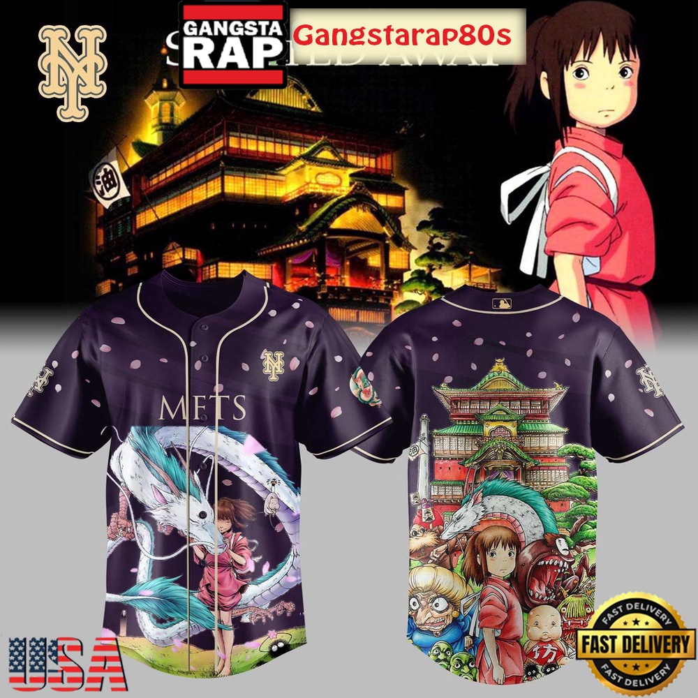 New York Mets x Spirited Away Studio Ghibli 2025 Baseball Jersey Shirt
