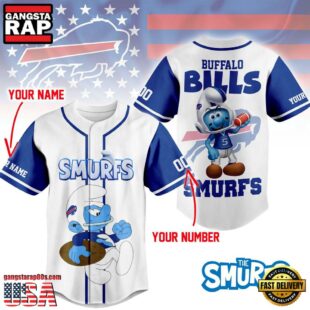 NFL Buffalo Bills The Smurfs Movie Custom Name Baseball Jersey