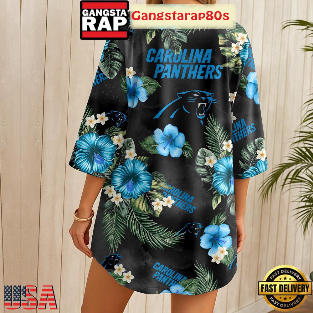 NFL Carolina Panthers Hawaii State Flower Beach Kimono Women NFL Carolina Panthers Hawaii State Flower Beach Kimono Women