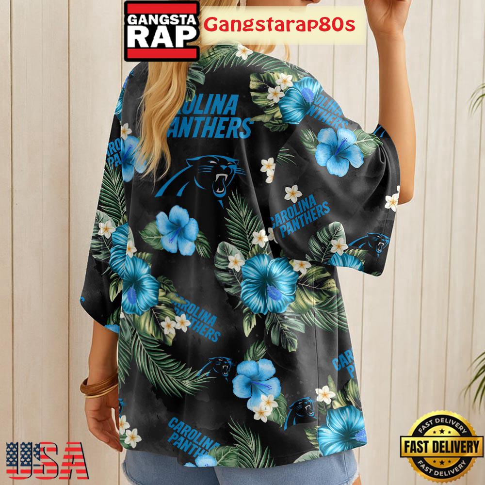 NFL Carolina Panthers Hawaii State Flower Beach Kimono Women NFL Carolina Panthers Hawaii State Flower Beach Kimono Women