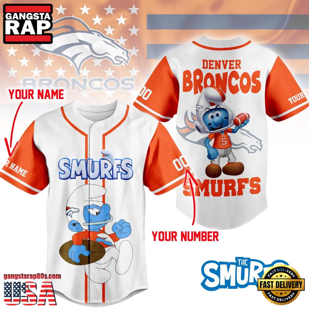 NFL Denver Broncos The Smurfs Movie Custom Name Baseball Jersey