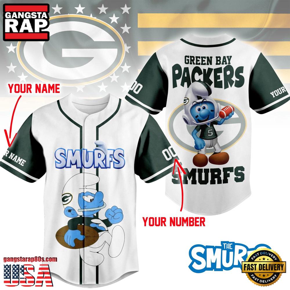 NFL Green Bay Packers The Smurfs Movie Custom Name Baseball Jersey