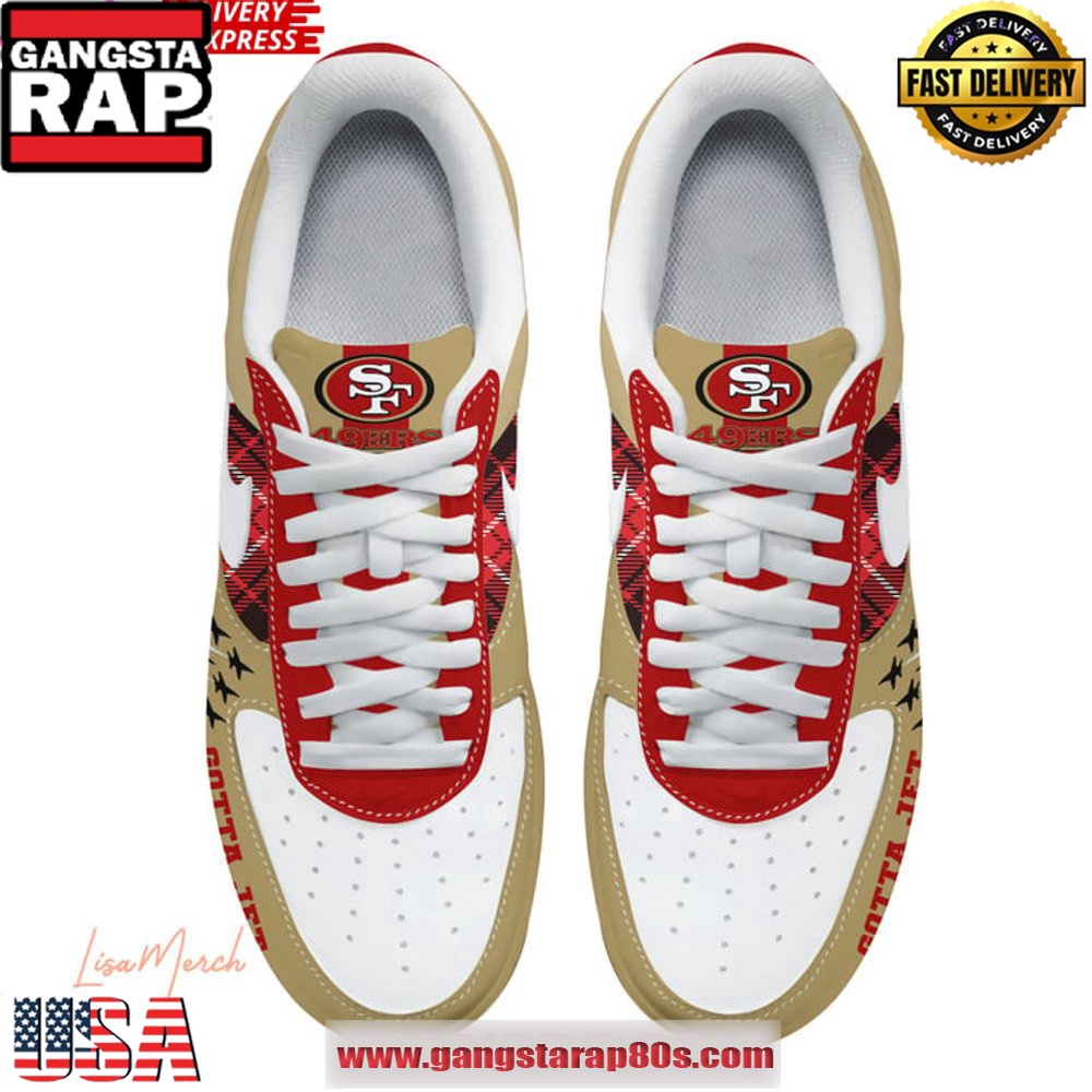 NFL San Francisco 49ers Gotta Jet Nike Air Force 1 Shoes Running Sneakers NFL San Francisco 49ers Gotta Jet Nike Air Force 1 Shoes Running Sneakers