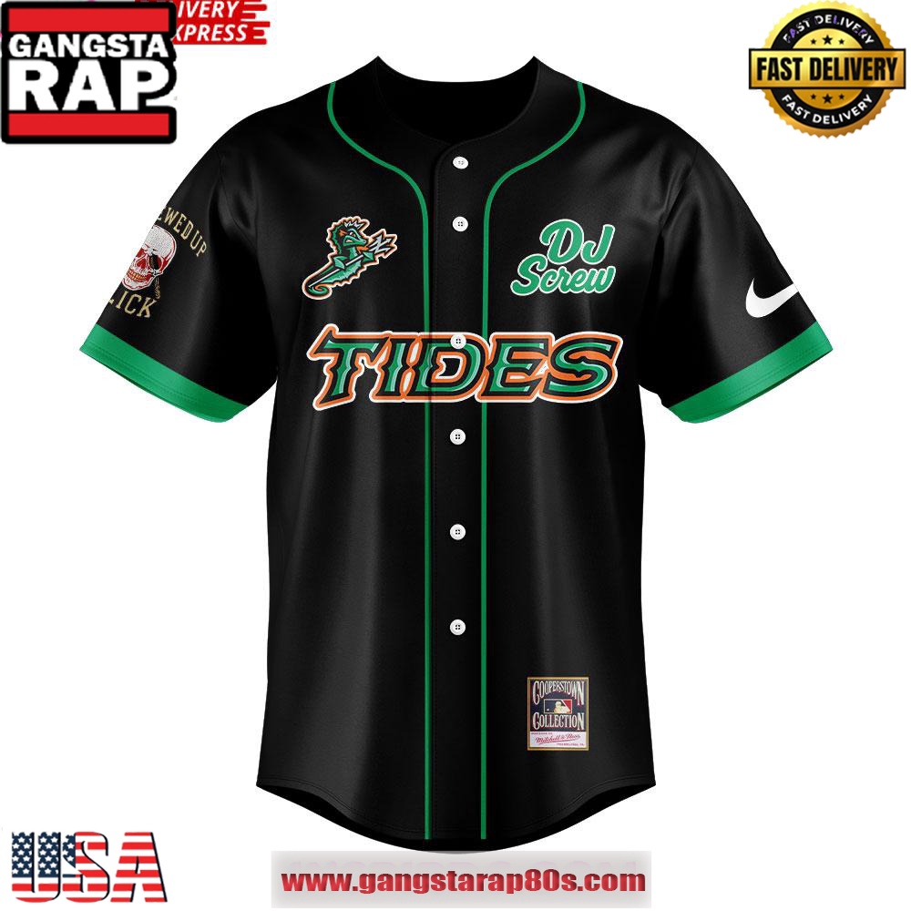 Norfolk Tides DJ Screw Special Baseball Jersey Shirt Norfolk Tides DJ Screw Special Baseball Jersey Shirt