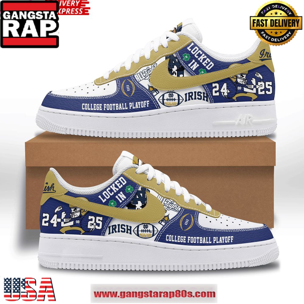 Notre Dame Fighting Irish College Football Playoff 2024-25 Air Force 1 Shoes Running Sneakers