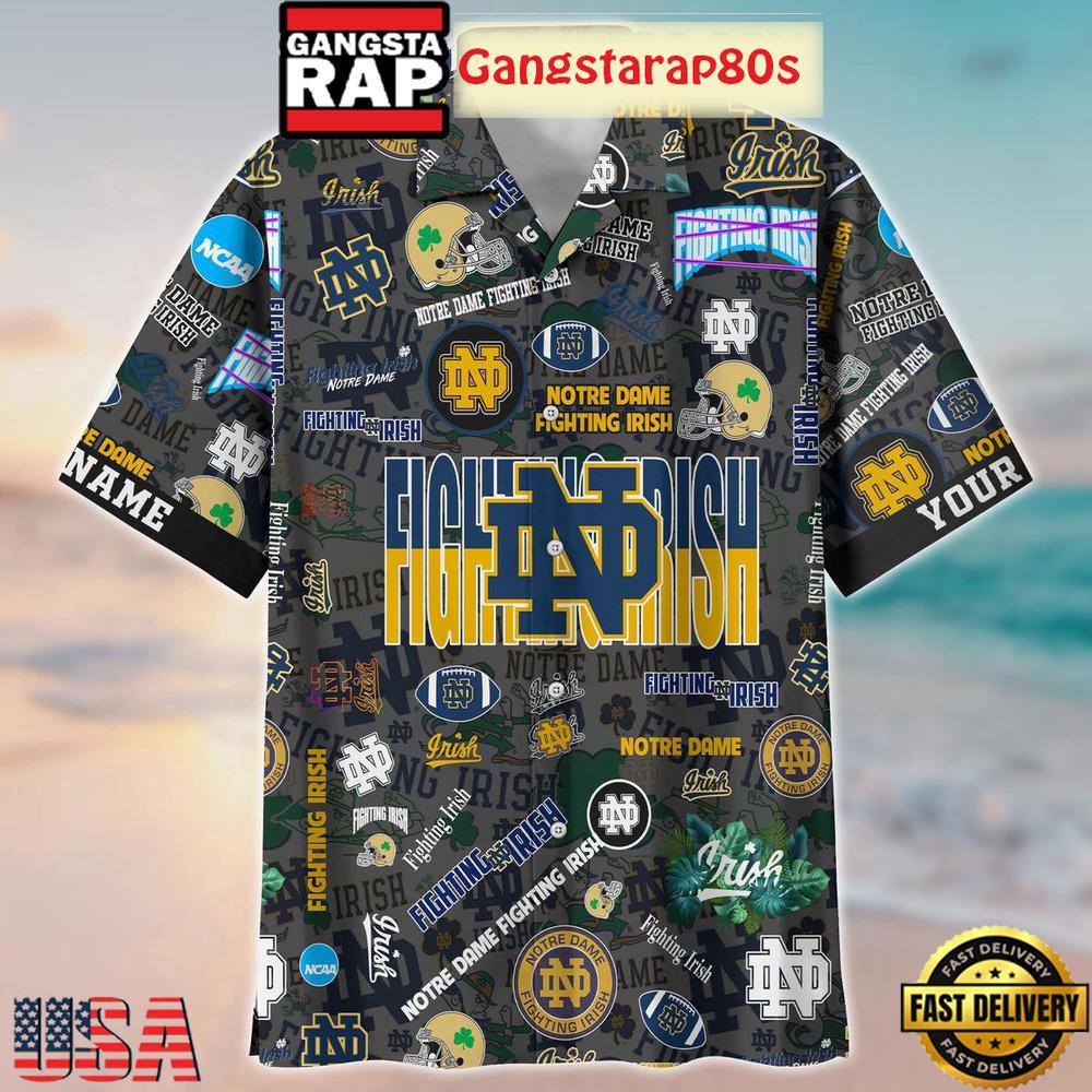 Notre Dame Fighting Irish Solgan True Fan Spirit Custom Name Aloha Hawaiian Shirt Notre Dame Fighting Irish Solgan True Fan Spirit Custom Name Aloha Hawaiian Shirt