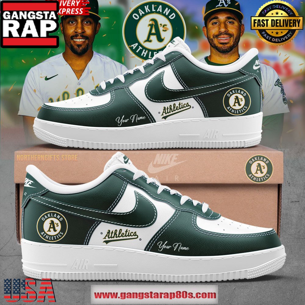 Oakland Athletics Baseball Custom Air Force 1 Running Sneakers Shoes