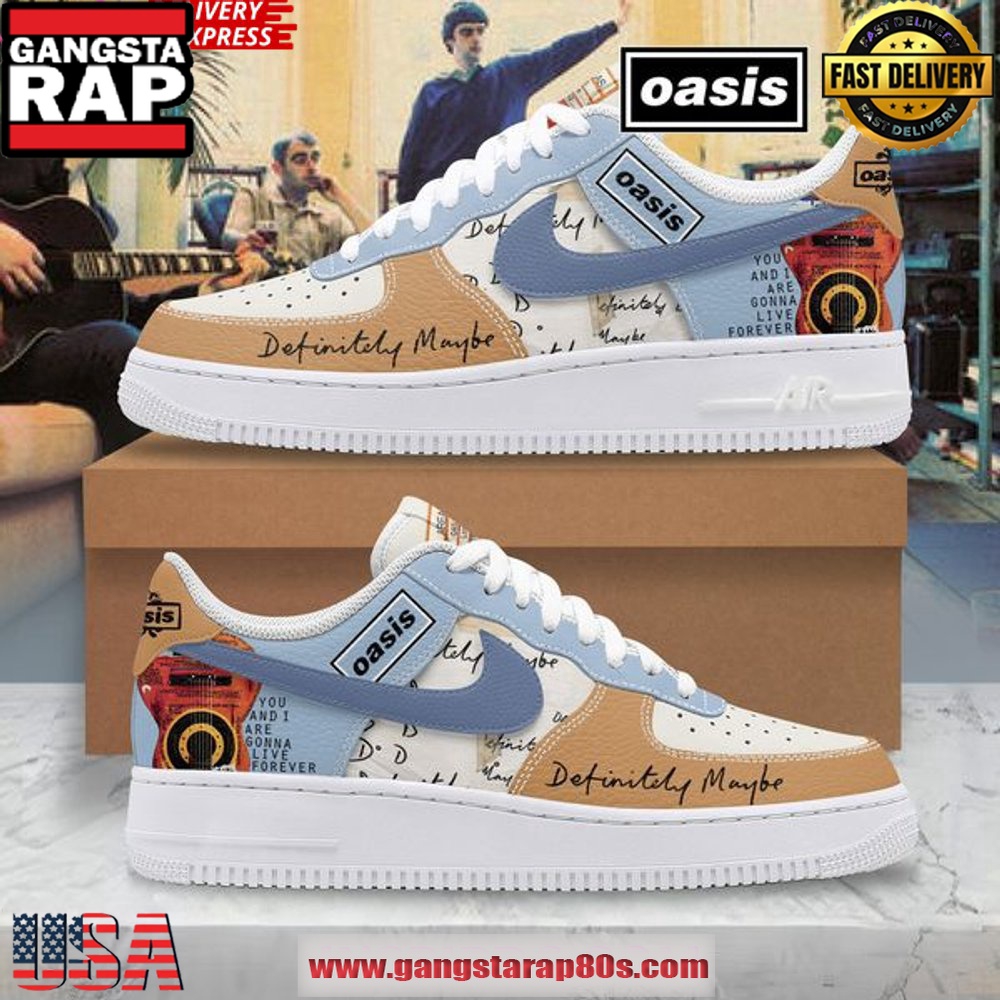 Oasis Definitely Maybe Limited Edition Air Force 1 Running Sneakers Shoes Oasis Definitely Maybe Limited Edition Air Force 1 Running Sneakers Shoes