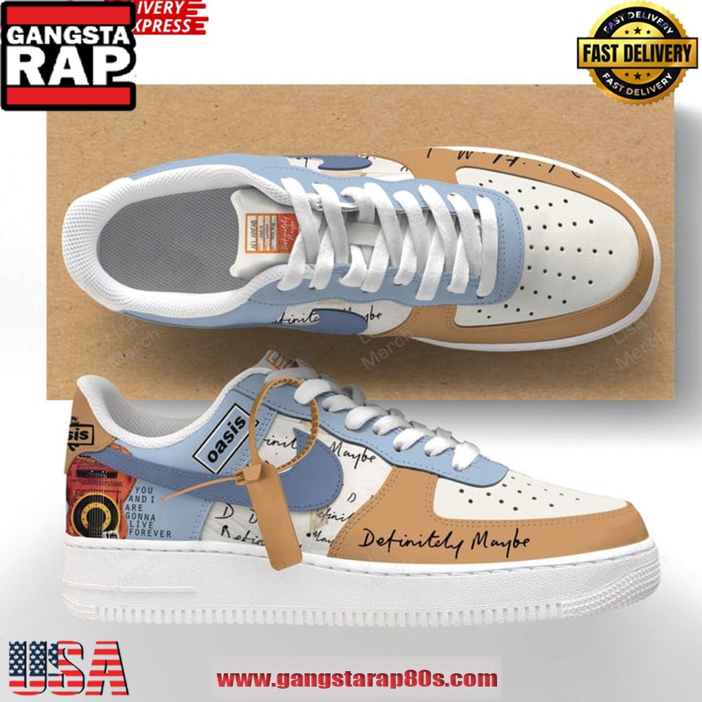 Oasis Definitely Maybe Limited Edition Air Force 1 Running Sneakers Shoes Oasis Definitely Maybe Limited Edition Air Force 1 Running Sneakers Shoes