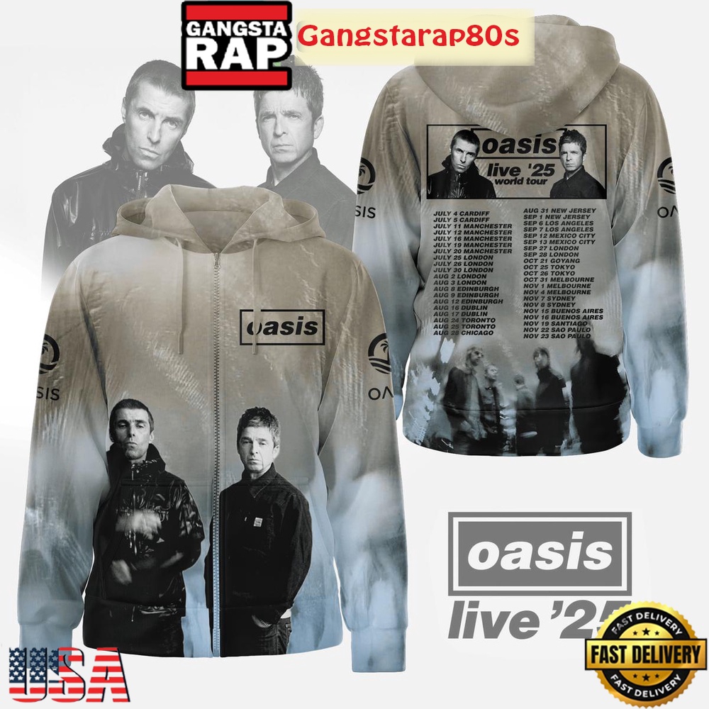 Oasis Live World Tour 2025 All Over Print Hoodie Shirt Oasis Live World Tour 2025 All Over Print Hoodie Shirt