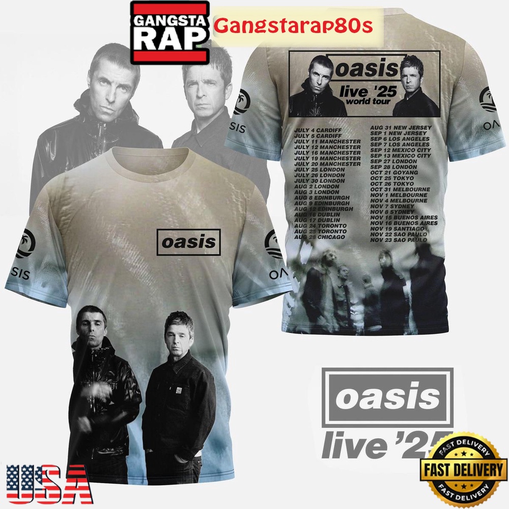 Oasis Live World Tour 2025 All Over Print Hoodie Shirt Oasis Live World Tour 2025 All Over Print Hoodie Shirt