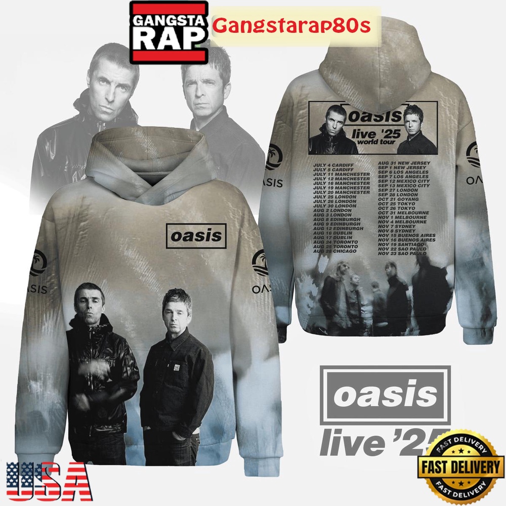 Oasis Live World Tour 2025 All Over Print Hoodie Shirt Oasis Live World Tour 2025 All Over Print Hoodie Shirt