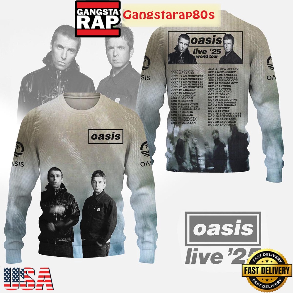 Oasis Live World Tour 2025 All Over Print Hoodie Shirt Oasis Live World Tour 2025 All Over Print Hoodie Shirt