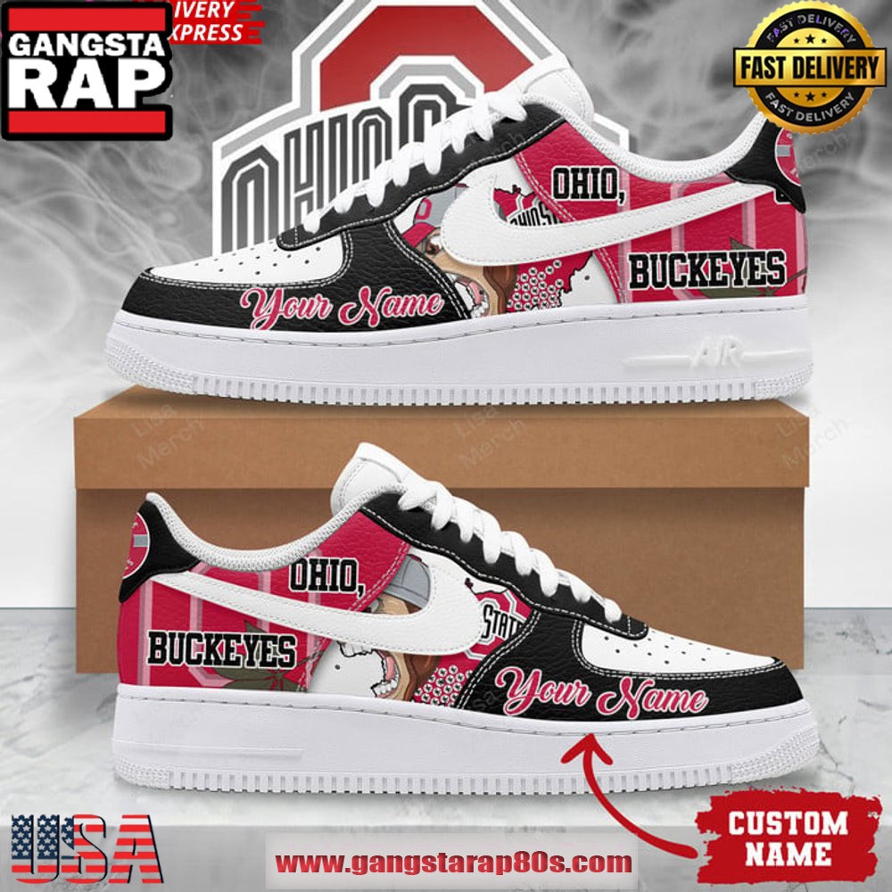 Ohio State Buckeyes Custom Air Force 1 Running Sneakers Shoes Ohio State Buckeyes Custom Air Force 1 Running Sneakers Shoes